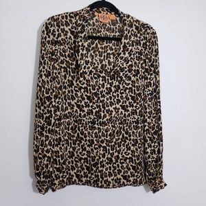 FINAL TORY BURCH SILK LEOPARD ANIMAL PRINT TOP  6
